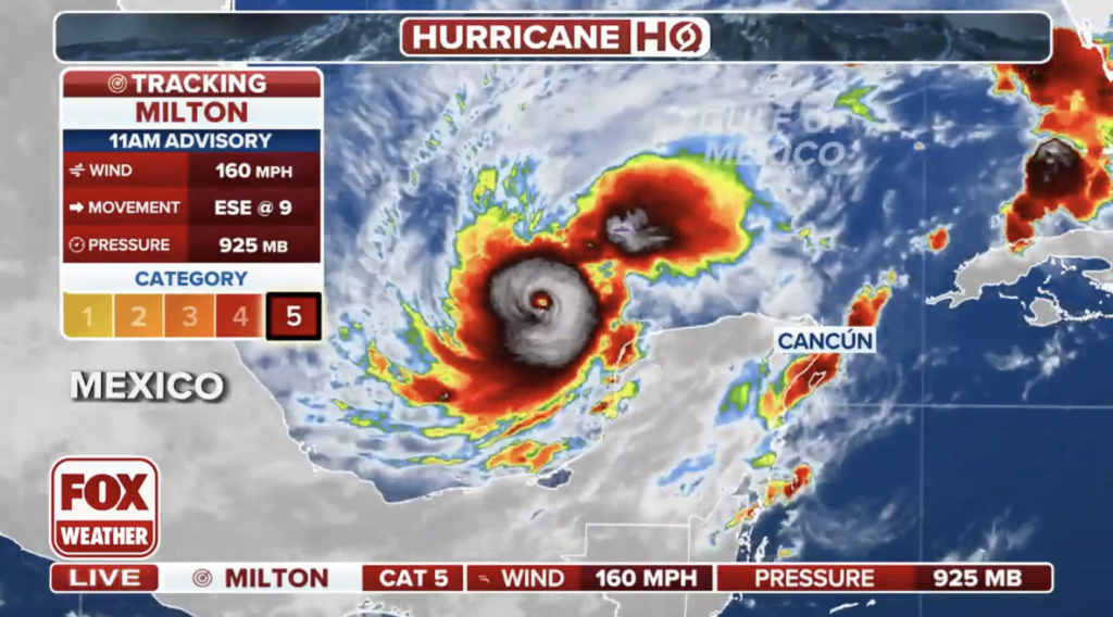 Hurricane Milton stats from Fox Weather